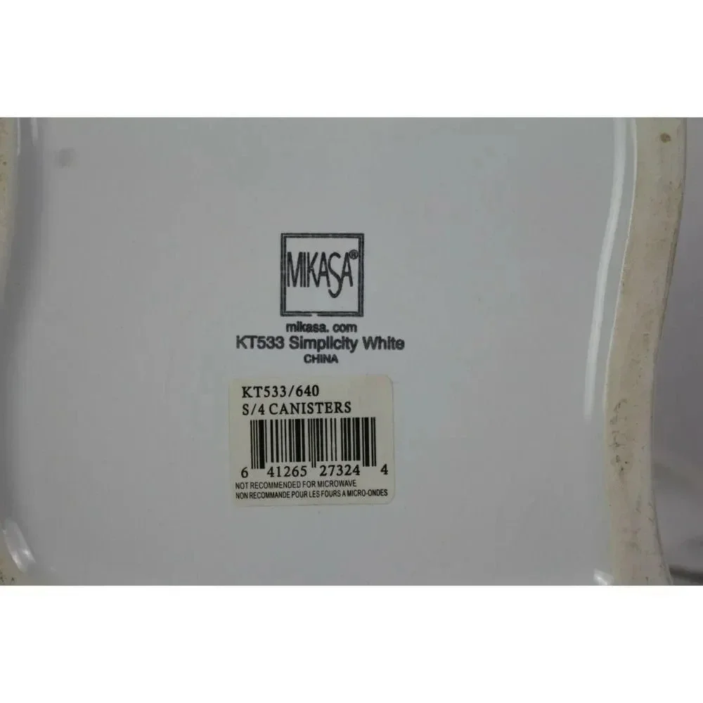 MIKASA white canister 7inch tall 6inch wide
